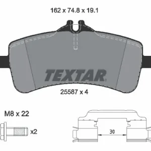 Zestaw klocków hamulcowych, hamulce tarczowe TEXTAR 2558701 Ograniczona ilość