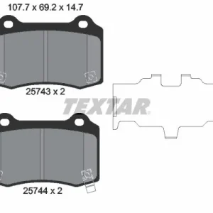 Zestaw klocków hamulcowych, hamulce tarczowe TEXTAR 2574301 Bestseller