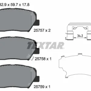 Zestaw klocków hamulcowych, hamulce tarczowe TEXTAR 2575701 Zamów teraz