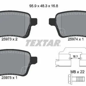 Zestaw klocków hamulcowych, hamulce tarczowe TEXTAR 2597301 Nowy