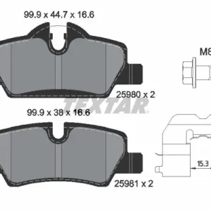 Zestaw klocków hamulcowych, hamulce tarczowe TEXTAR 2598001 Niska cena